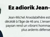 La profession agricole rend un hommage unanime à Jean-Michel Anxolabéhère